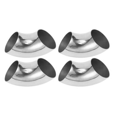 Imagem de Motoforti 4 peças 90 graus mandril curva cotovelo carro modificado tubo de escape tubulação 8.0 cm espessura OD 1,5 mm/16GA 80x185x1,5 mm 304 aço inoxidável tom prata