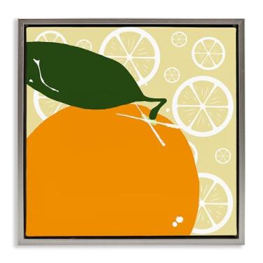 Imagem de Stupell Industries Design de arte de parede em tela emoldurada com flutuador cinza laranja brilhante por Daniela Santiago, 45,7 x 45,7 cm