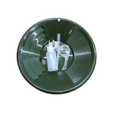 Imagem de Bandeja de ouro verde de 30,48 cm – Kit de panning, Amaciador de garrafa, Ampliador, Para-choque de bolhas e frasco – Prospecção de mineração