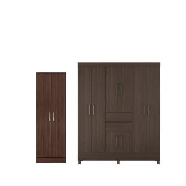 Imagem de Jogo Guarda Roupa 8 Portas E Sapateira Bruxelas Cafe Touch