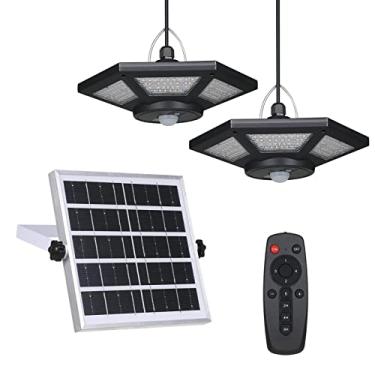 Imagem de Lâmpada de Pingentes de Energia Solar, 360leds Pingentes Solares Sensor de Movimento Leve Garagem Luz de Suspensão Externa Interior Com Controlador Remoto para Varanda do Pátio (2)