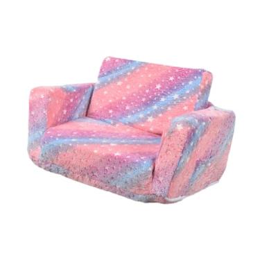 Imagem de IEUDNS Sofá infantil Sofá conversível para espreguiçadeira, macia, abrir a cadeira de sofá de 2 polegadas de 2 em 1 para o jardim de infância do berçário, Rosa Colorido