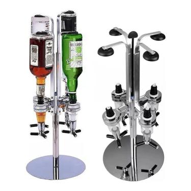 Imagem de Porta Bebida Dosador Giratório Dispenser 4 Garrafa Base Inox