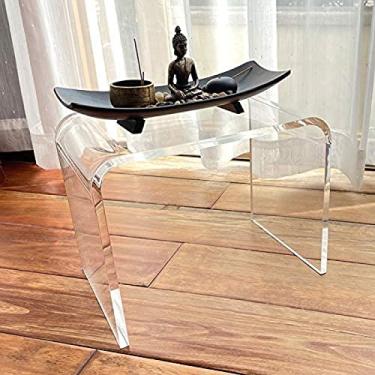 Imagem de Mesa De Centro Transparente, Banqueta De Acrílico, Mesa Lateral Para Sofá, Mesa De Cabeceira Moderna Simples, Prateleira, Banqueta Para Troca De Sapatos Domésticos,S Transparente