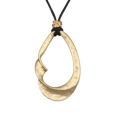 Imagem de JAOYU Colares boêmios para mulheres, colar de couro, pingente de madeira, gargantilha longa, marrom, círculo, boho, joia hippie, Couro sintético, Sem Pedra Preciosa