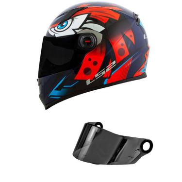 Imagem de Capacete LS2 FF358 Tribal Azul e Laranja Mais Viseira Fumê
