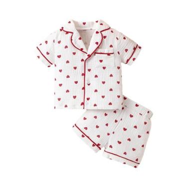 Imagem de Conjunto de Top e Shorts com Estampa de Coração para Meninas - Blusa c