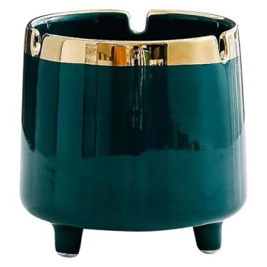 Imagem de Cinzeiro de cerâmica multifuncional de mesa decoração de mesa à prova de vento profundo para charuto verde oficial doméstico