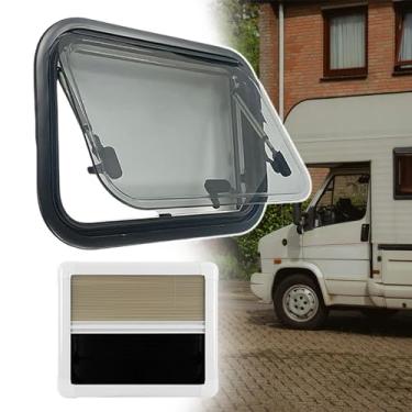 Imagem de Janela de motorhome com sombra, janelas de ventilação para trailers, janelas laterais do carro, equipada com hastes de suporte, suporta abertura externa em dois ângulos, adequada para trailers e