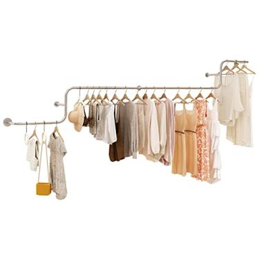 Imagem de CUTPOIY Suporte de pendurar na parede, cabide de exibição de varejo em lojas de roupas boutique, arara roupas comerciais de aço inoxidável resistente, toalha de casa (400 cm)