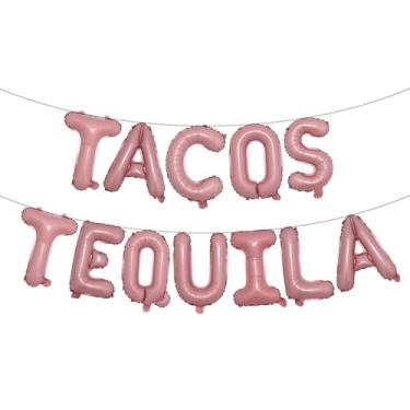 Imagem de Balão de tacos e tequila, faixa de taco multicolorida para festa de taco mexicana/terças-feiras de tacos/festa de tequila/festa/decorações de aniversário (TACOS TEQUILA Pink)