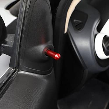 Imagem de TENWIND Para Mercedes Benz Smart 453 fortwo forfour 2015-2020 liga de alumínio espelho retrovisor carro ajuste alavanca guarnição (vermelho)