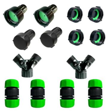 Imagem de Cuckoo Sistema de irrigação Conector rápido de mangueira fêmea e macho e válvula bidirecional e conectores de tampa reta e extremidade Conexões de mangueira Adaptador de mangueira de jardim preto