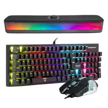 Imagem de Teclado Gamer Mecanico Antighosting ABNT2, Mouse Ergonomico 6 Botões 3600 DPI e Caixa de Som Barra/Soundbar Bluetooth 5.3 Led RGB - Para PC Notebook e Console de Jogo - Kit Perfericos Gamer