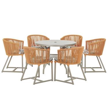 Imagem de Mesa com 6 Cadeiras de Jantar Roma 120cm e Noronha em Alumínio