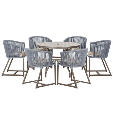 Imagem de Mesa com 6 Cadeiras de Jantar Roma 120cm e Noronha em Alumínio