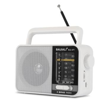 Imagem de BAIJIALI Rádio portátil AM FM SW – Receptor de emergência de alimentação dupla (bateria/USB) com alto-falante, design de transistor para uso interno/externo, kit de viagem e sobrevivência pronto