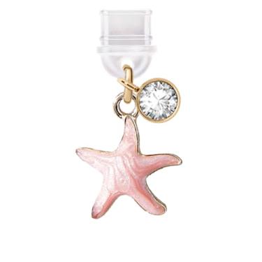 Imagem de ELISE & FONDA TP573 Porta de carregamento tipo C plugue antipoeira Little Sea Star pingente de celular para iPhone 15/16/Samsung/OnePlus/Xiaomi/oppo telefones Android (rosa)