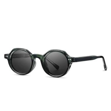 Imagem de JRLLFD Óculos de sol retrô oval feminino luxuosos rebites fashion masculino punk tons escuros uv400 (cinza verde escuro)