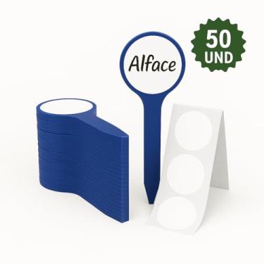 Imagem de Printable - Placas Identificadoras Azul para Plantas, Horta e Jardim – Marcadores de Ervas, Temperos e Hortaliças – À Prova D’Água com Etiquetas Adesivas (50und)