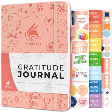 Imagem de Clever Fox Diário de gratidão – Diário diário de felicidade, positividade e afirmação – Caderno diário inspirador – 3 meses, A5 (rosa claro)