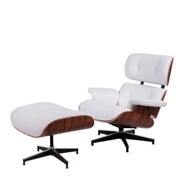 Imagem de Conjunto Poltrona E Puff Charles Eames Branca
