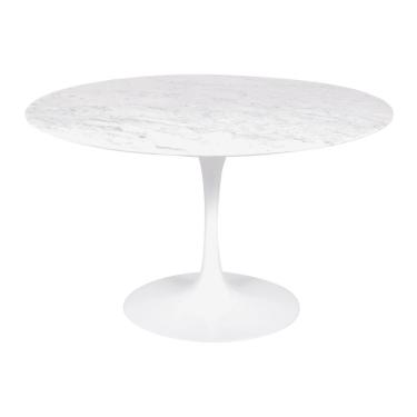 Imagem de Mesa Saarinen Redonda Carrara 137cm - Base Branca