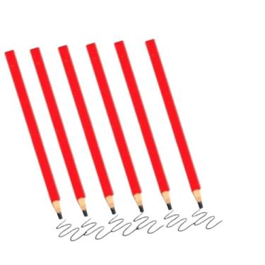 Imagem de Kit 6 Lápis de Carpinteiro Profissional, Marcador para Marcenaria e Construção, Vermelho