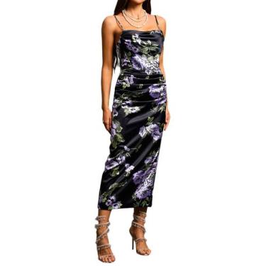 Imagem de Vestido BELLA BARNETT, espartilho midi roxo, alça espaguete, mulher