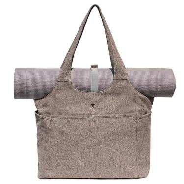 Imagem de ESVAN Bolsa de ioga, bolsa de ombro feminina, bolsa de ombro para viagem, escritório, treino, academia, enfermeira, praia (cinza linho)