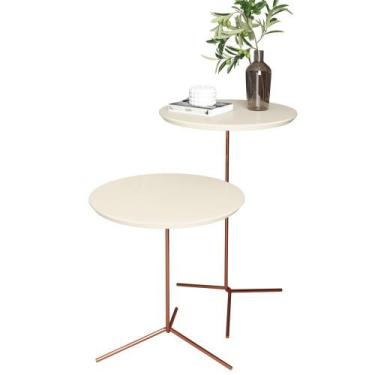 Imagem de Kit mesa Pés De Ferro Redonda Classic Apoio Lateral Modelo Alice Off W