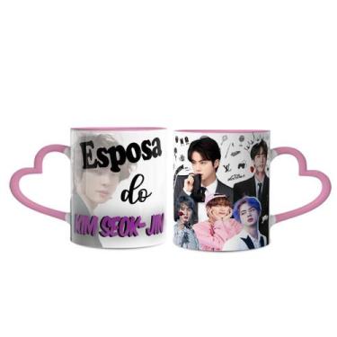 Imagem de Caneca BTS Esposa do Kim Seok-jin - Lorraine Canecas, Rosa Coração