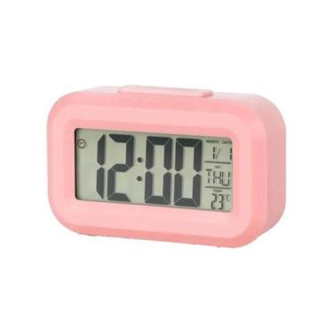 Imagem de Mini despertador relógio digital temperatura luz noturna - B-max, Azul