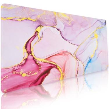 Imagem de Bloss Tapete de mesa, tapete de mouse grande de couro impermeável, tapete de mesa para desktop, tapete de computador para trabalho de escritório/casa/decoração/protetor (81,5 x 15,7 polegadas)