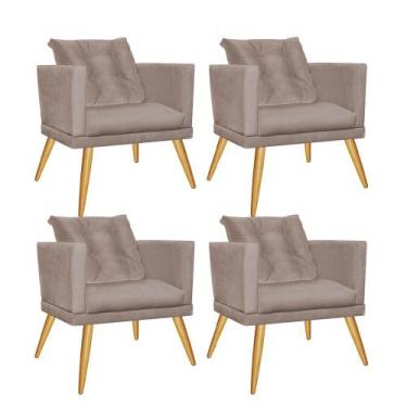 Imagem de Kit 04 Poltrona Cadeira Milena Confort Com almofada Sala Recepção Escr