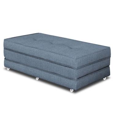 Imagem de Pufe Cama Dobrável Casal 130 Premium Due Decor, Linho Azul