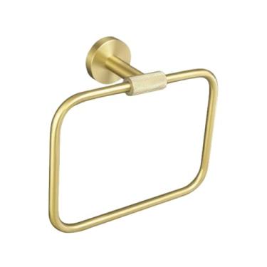 Imagem de Acessórios para banheiro em ouro escovado Porta-toalhas Porta-copos Argola para toalhas Cabide Suporte para papel Suporte para escova de vaso sanitário Gancho para casaco (Argola para toalhas B)