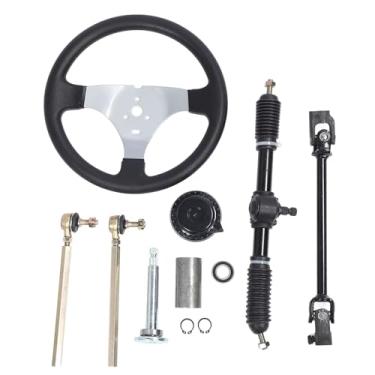 Imagem de EVGATSAUTO Kit Volante Aço Steerings Conjunto de Montagem Usado para Go Kart Cart e UTV Universal 300mm Com Design Ajustável