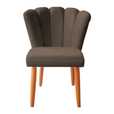 Imagem de Cadeira Poltrona Sala de Jantar Penteadeira Reforçada Decorativa Pétala Suede