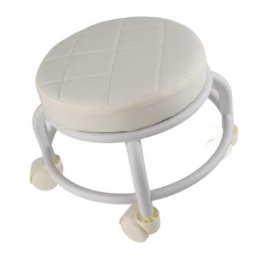 Imagem de KIMISS Rolando Otomano Com Espuma de Memória de Alta Densidade, Material Impermeável e Rodas Silenciosas - Banquinho de Apoio para Pés de Camada Dupla para Uso Em Casa e No Escritório (Bege)