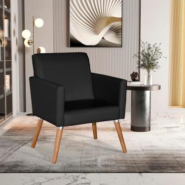 Imagem de Poltrona Corino Sala De Estar & Jantar Moderna & Decorativa Preto