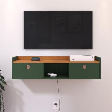 Imagem de Suspenso 90 cm Organizador Para Parede 2 Gavetas Rack Aparador Penteadeira Multiuso Sala Quarto Cozinha Salão (Verde/Cinamomo)