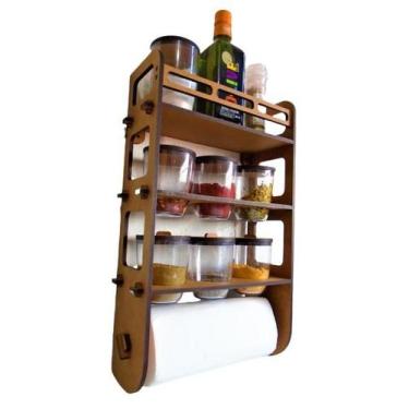 Imagem de Porta temperos e condimentos em mdf acompanha 7 potes  - Fábrica de Ut