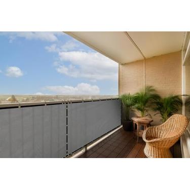 Imagem de ColourTree Tela de privacidade de tela de cerca de tamanho personalizado cinza 91 x 41 cm - grau comercial 170 GSM - resistente - 3 anos de garantia - abraçadeiras de cabo incluídas