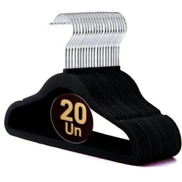 Imagem de Kit 20 Cabides Aveludado Infantil Bebê Slim Antideslizante  Design Pre