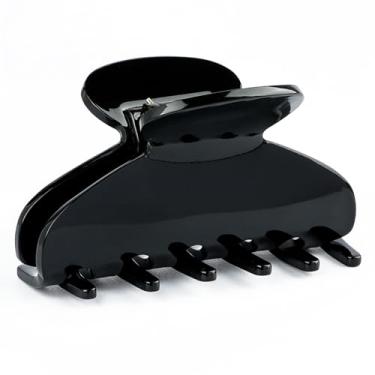 Imagem de MAORULU Grampo de cabelo de acetato médio fofo para mulheres e meninas, clipes de garra pretos elegantes de 7,6 cm para cabelos finos e médios, clipe de banana francesa durável com caixa de presente
