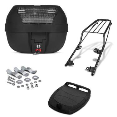 Imagem de Baú Bauleto Preto 28 Litros Com Refletor Pro Tork + Bagageiro Moto, CR