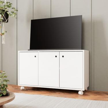 Imagem de Rack para TV até 40 Polegadas 3 Portas com Rodízio BSE01 BRV Móveis - Branco