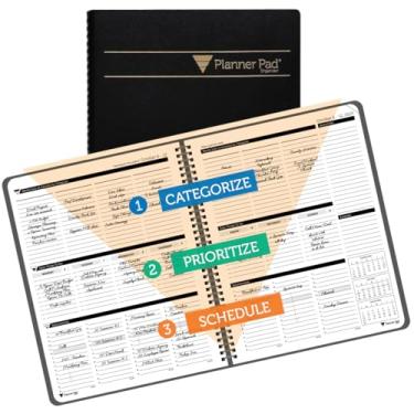 Imagem de Planner Pad Organizador de 12 meses de funil de 3 camadas encadernado em espiral, outubro de 2025 a setembro de 2026, capa preta/tinta preta, 21 cm x 28 cm