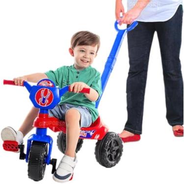 Imagem de Triciclo Carrinho de passeio Andador para Bebê Diversos Modelos Confortáveis Seguro com acessórios removiveis Cestinha Buzina presente criança 1 ano menino menina 12 meses (Carrinho de passeio Aranha)